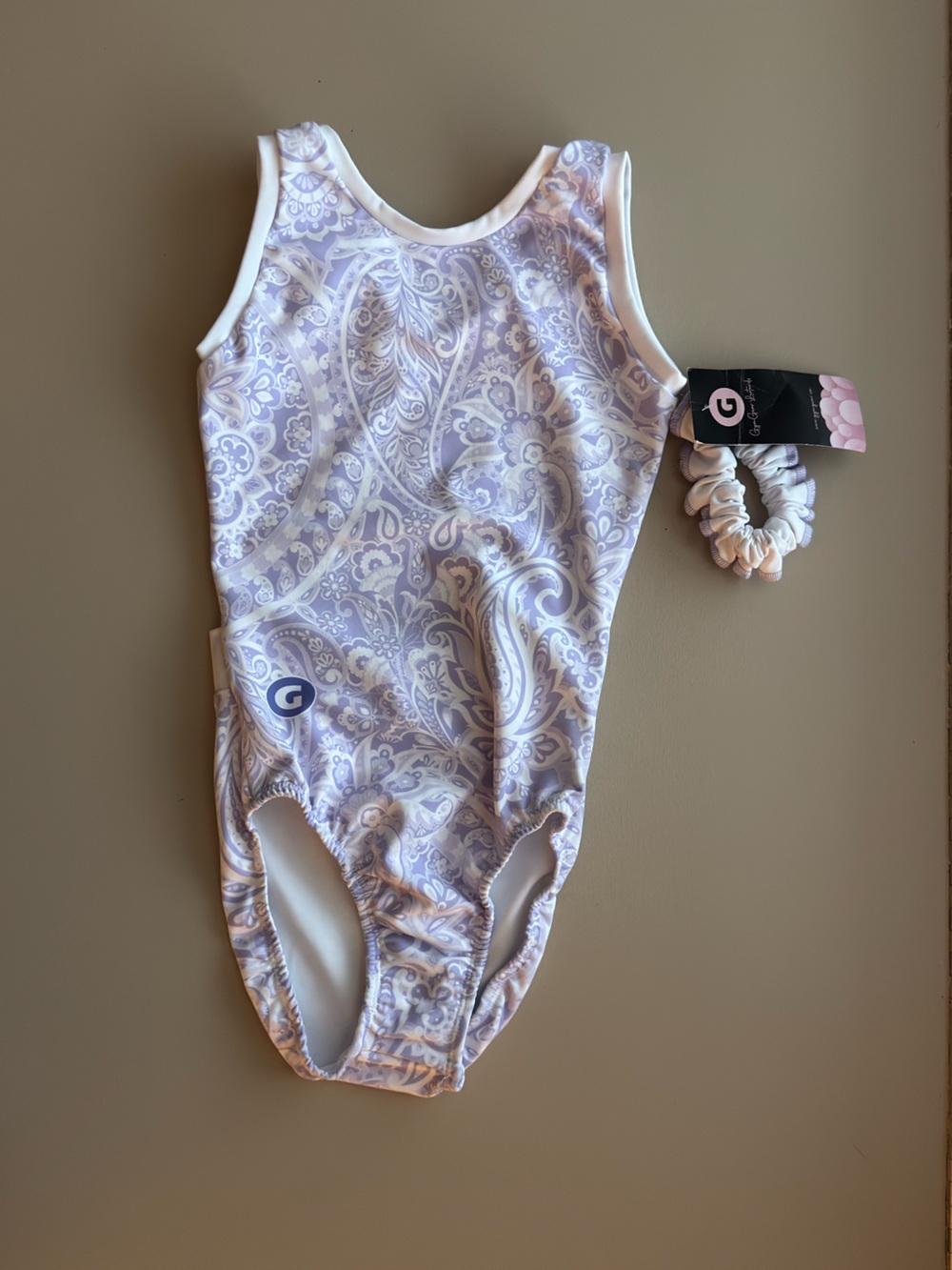 Gym Gear Leotards Lavender Paisley Gymnastics Leotard Scrunchie NWT